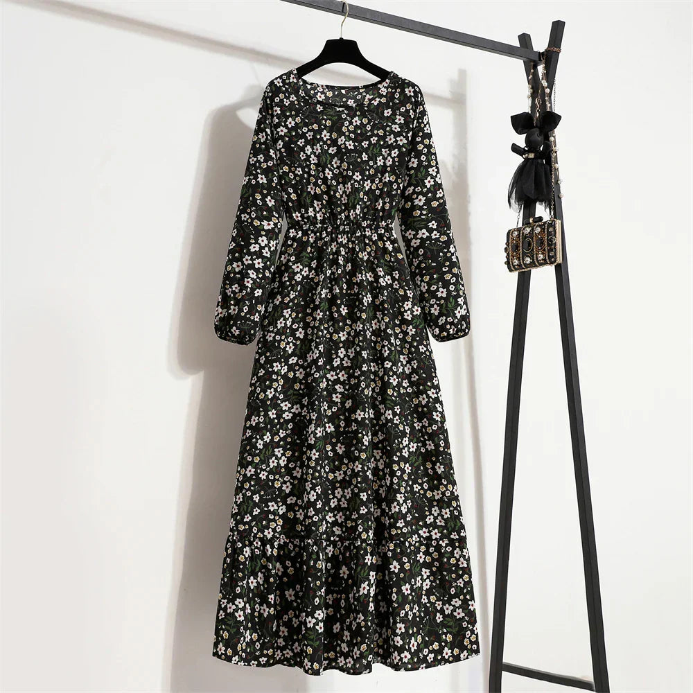 Erin Aesthetic Floral Long Dress for Summer Premium Wardrobe Essential