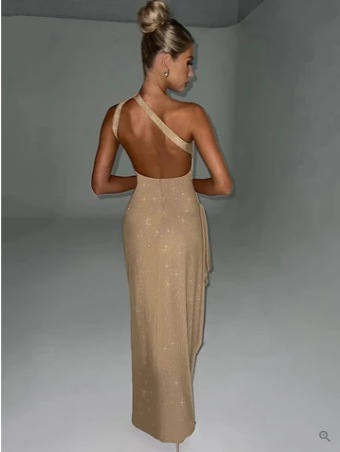 Doris Aesthetic Cocktail Dress with Pearl Trim and Back Neckline Boutique Collection