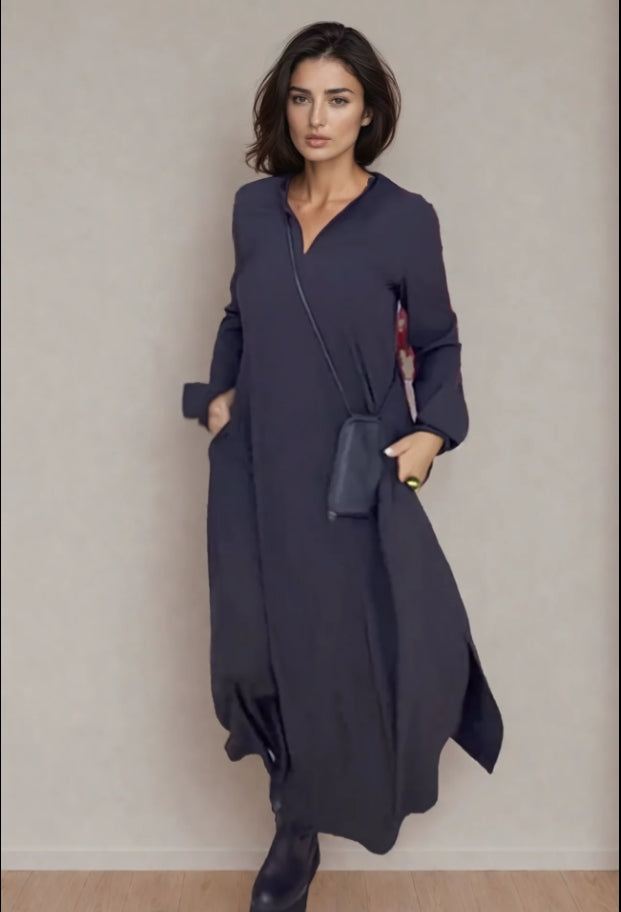 Pilar Boutique Stretch Cotton Long Dress with Pockets Everyday Luxe Edit
