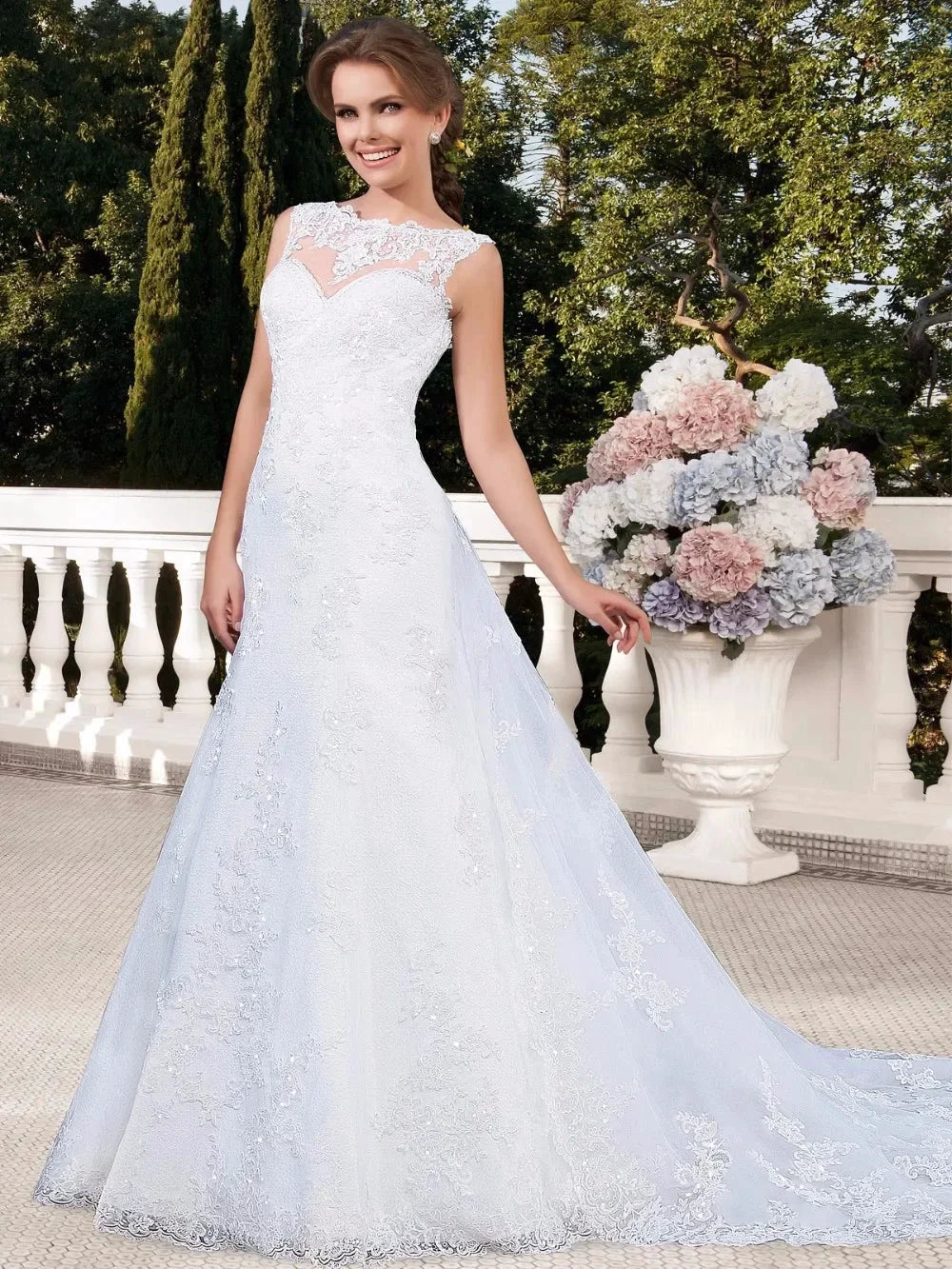 Elegant Appliques Vestido De Noiva Sexy Backless Vestidos De Novia Detachable Train Wedding Dresses Lace Robe De Mariée (ZD14047)