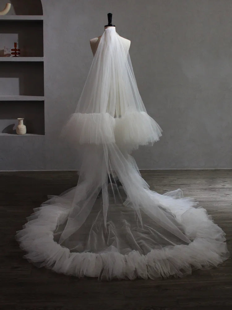 White Bridal Veil Long Lace Wedding Veils For Brides Evening Dinner Party Dress Women Girl Gifts Hair Accessories Jewelry