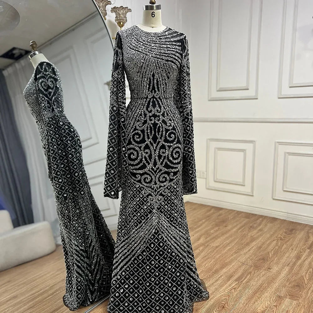 Zapdress 2025 Flared Sleeves Caramel Beaded Dubai Mermaid Evening Dresses Gowns for Party DLA72771 Customized (ZD17272)