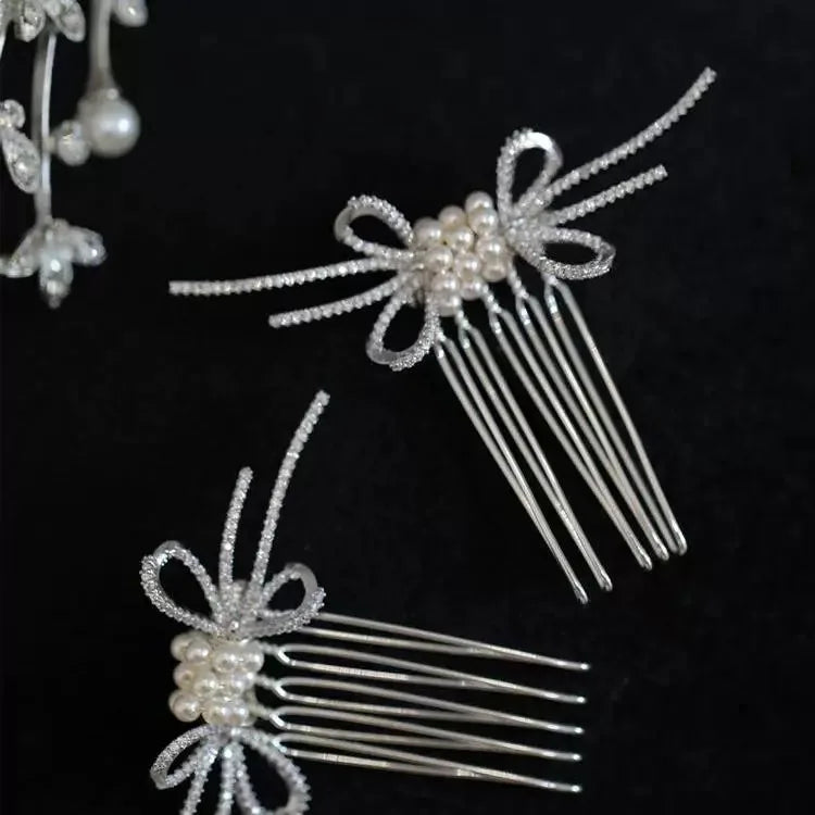 Silver Color Hair Pin Clip Pearl Crystal Head Piece For Bride Bridesmaids Hairpin Earrings Bridal Jewelry Wedding Accessories - View 5 | FashionDia