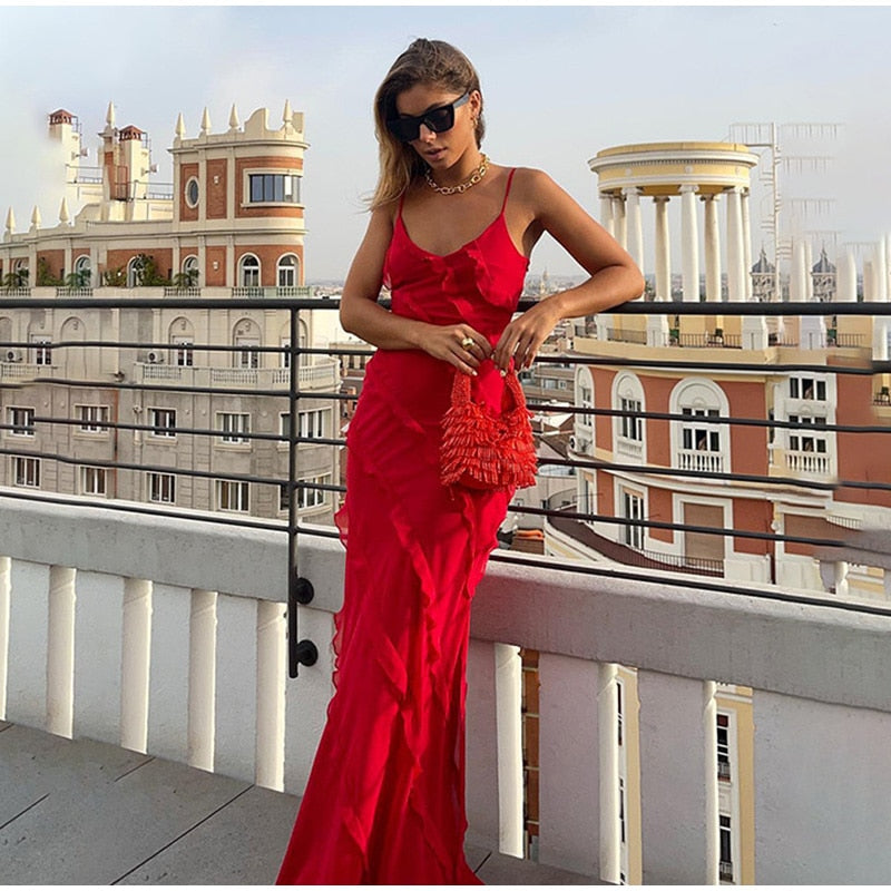 Elegant Deep V Neck Maxi Dress