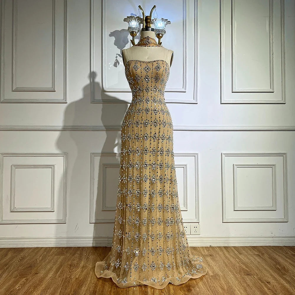 Zapdress Customized 2026 Nude Luxury Beaded Mermaid Evening Dresses Glala Party Gowns for Women (ZD17222)