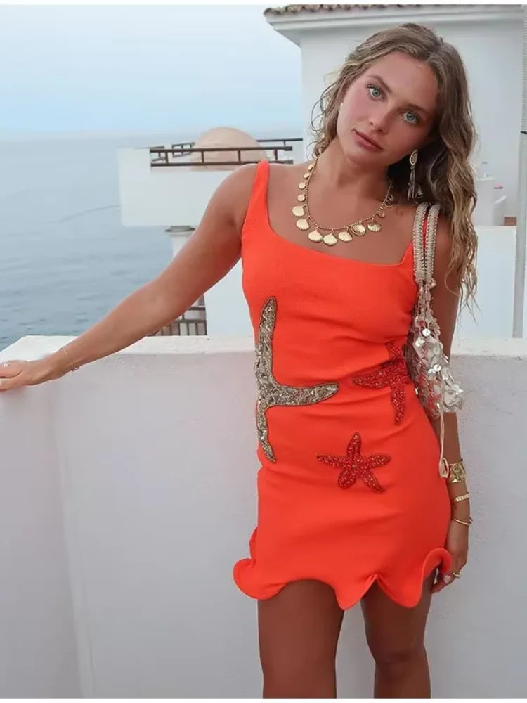 Starfish Sequin Slim Sling Mini Dress - View 5 | VelvetHem