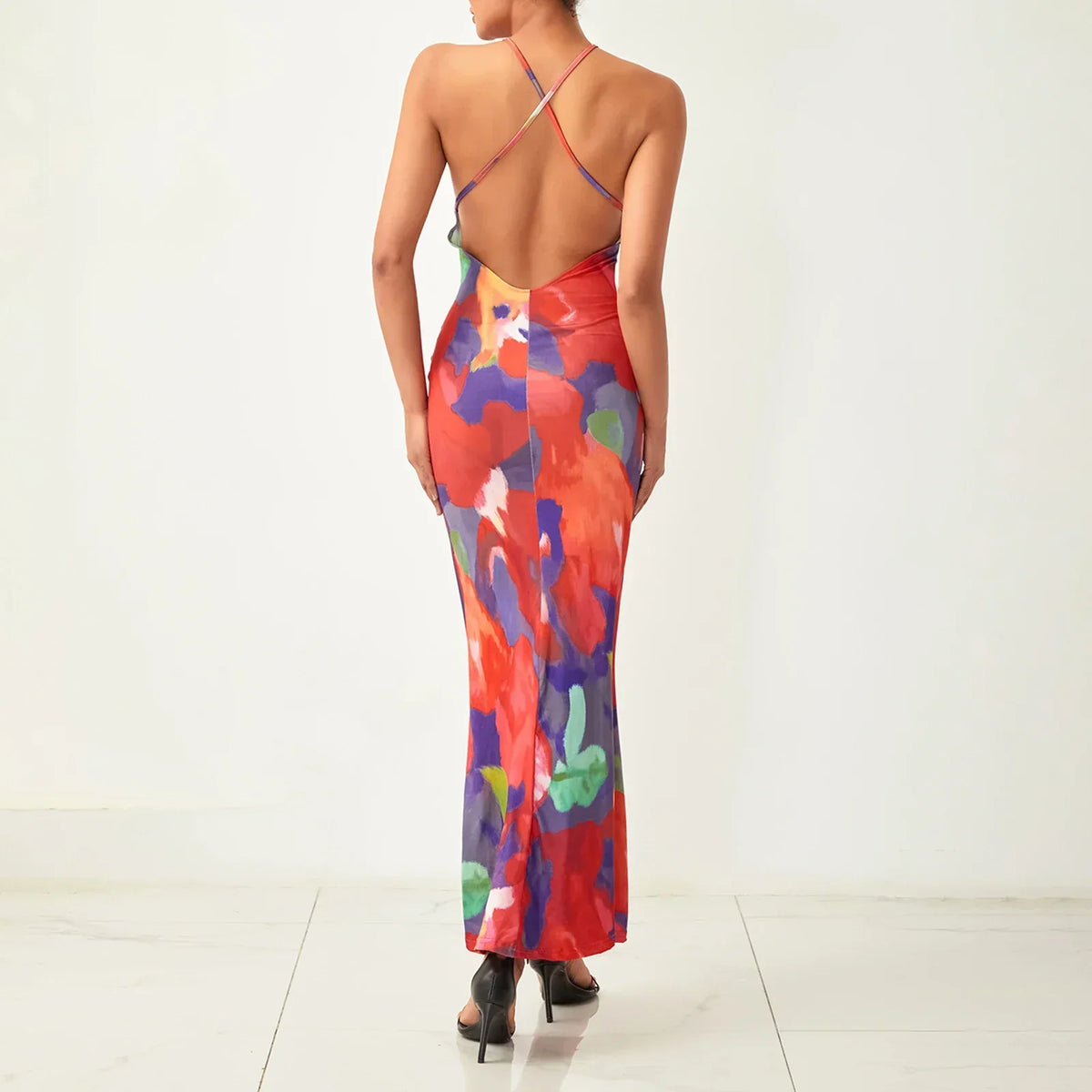 Lace Trim Leopard Patchwork Floral Dress - View 2 | VelvetHem