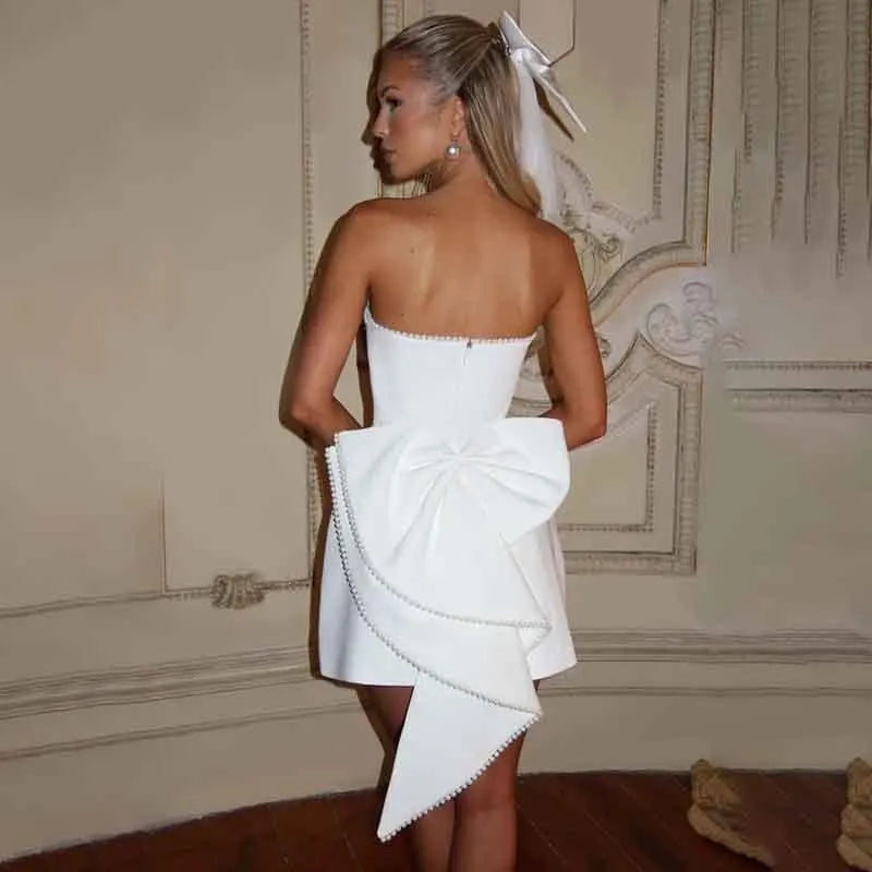 Pearl Backless Bow Prom Dress - View 2 | VelvetHem