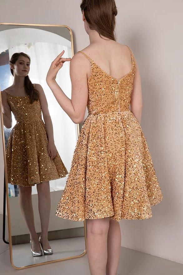 Sequin Short Homecoming Dresses for Teens Sparkly Prom Dresses (ZD11692)