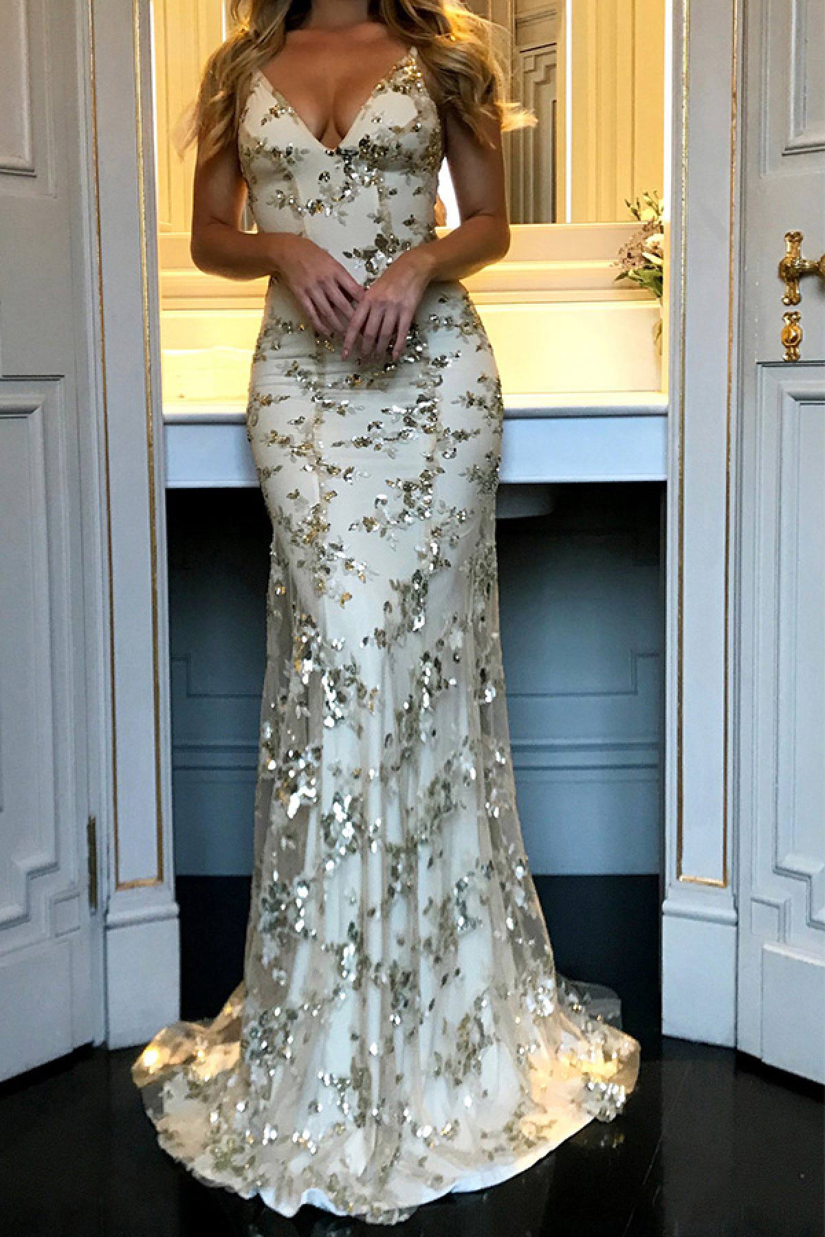 Sexy Silver Mermaid Sparkly Prom Dress - Fashionpara