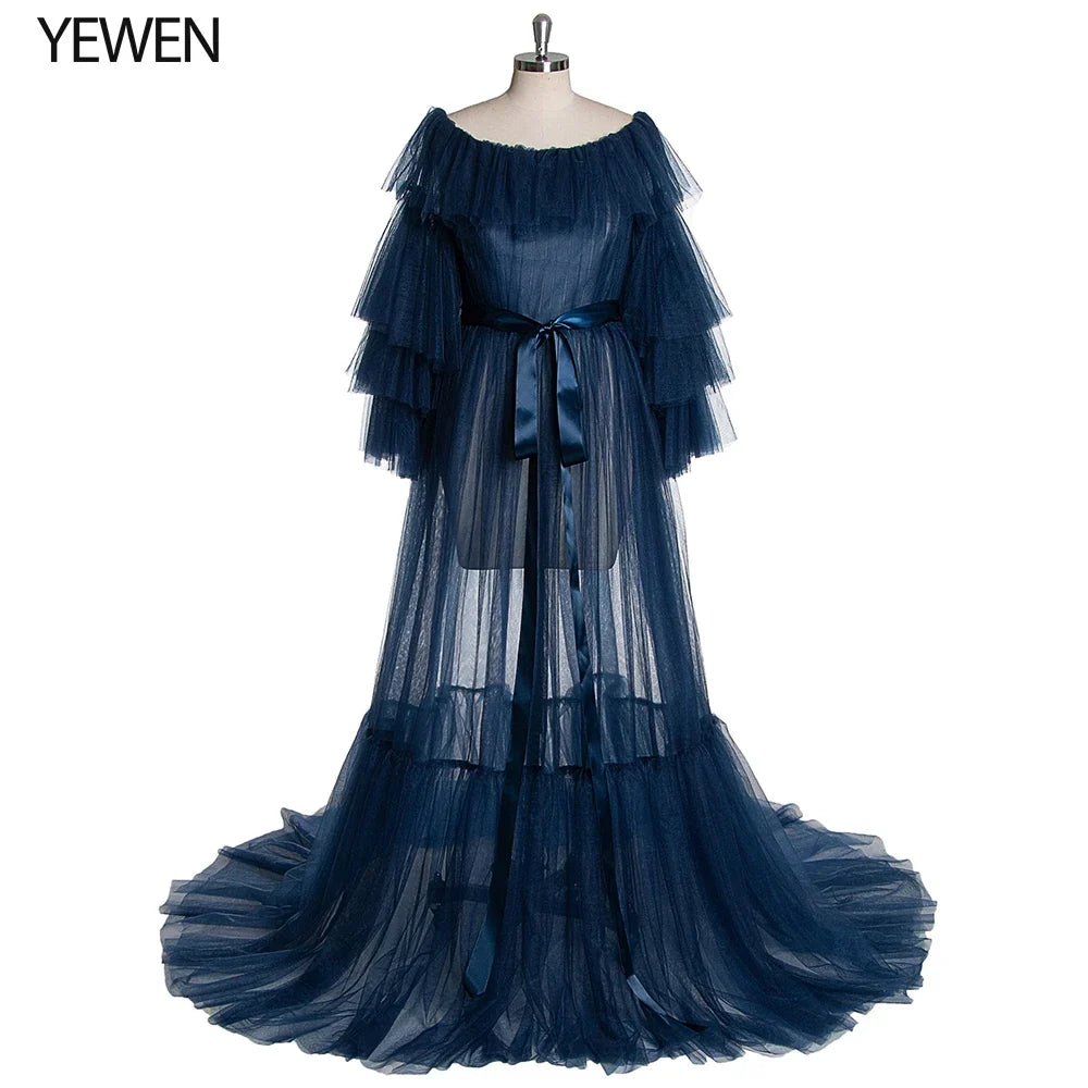 Sexy Pink Long Maternity Photography Props Dresses Tulle Perspective Pregnancy Mesh Maxi Gown For Pregnant Women Photo Shooting