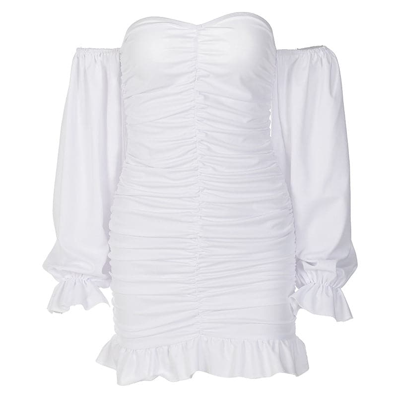 Word Tube Top Ruffle Lace Bag Hip Dress