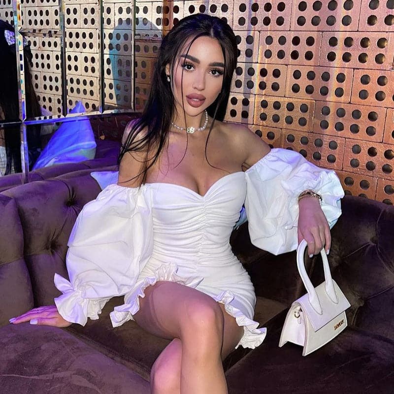 Word Tube Top Ruffle Lace Bag Hip Dress