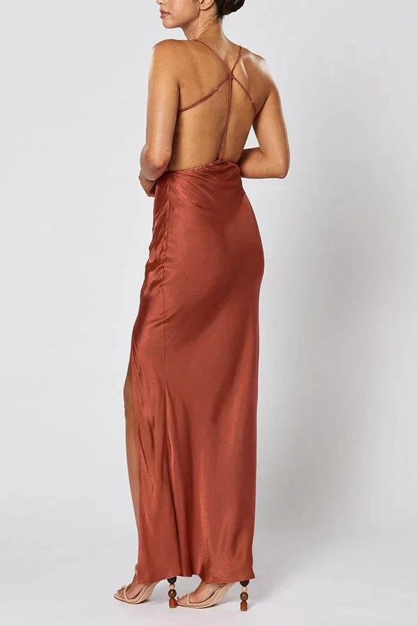 Sexy Burgundy Spaghetti Straps Sleeveless Bridesmaid Dress (ZD13282)