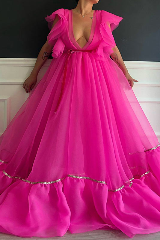 Sexy Fuchsia Prom Dress Ball Gown - Fashionpara