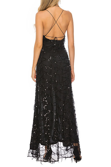 Sexy High Split Backless Evening Gown Prom Dress - Fashionpara