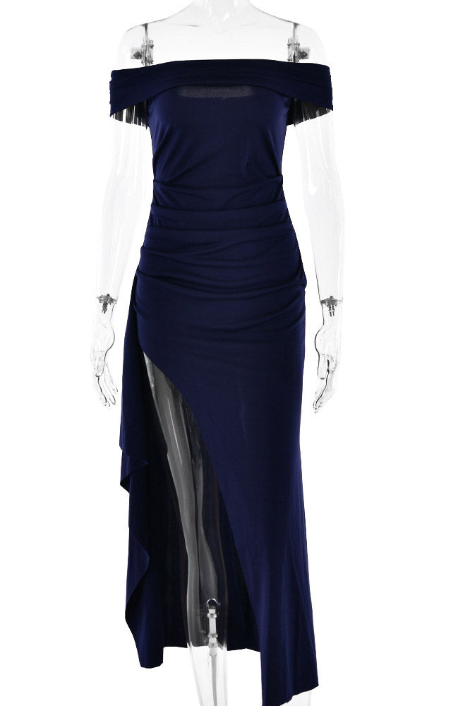 Sexy White High Split Off Shoulder Evening Prom Dress - Fashionpara