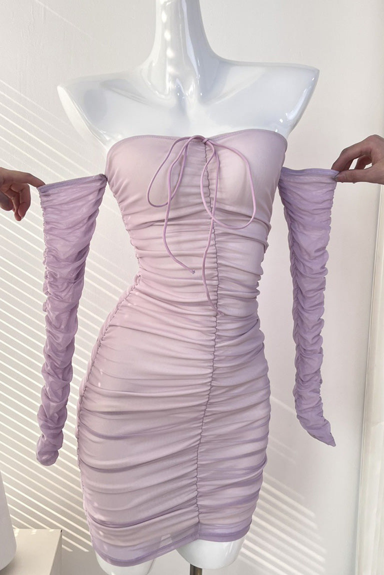 Sexy Mini Lilac Off Shoulder Party Homecoming Dress - Fashionpara