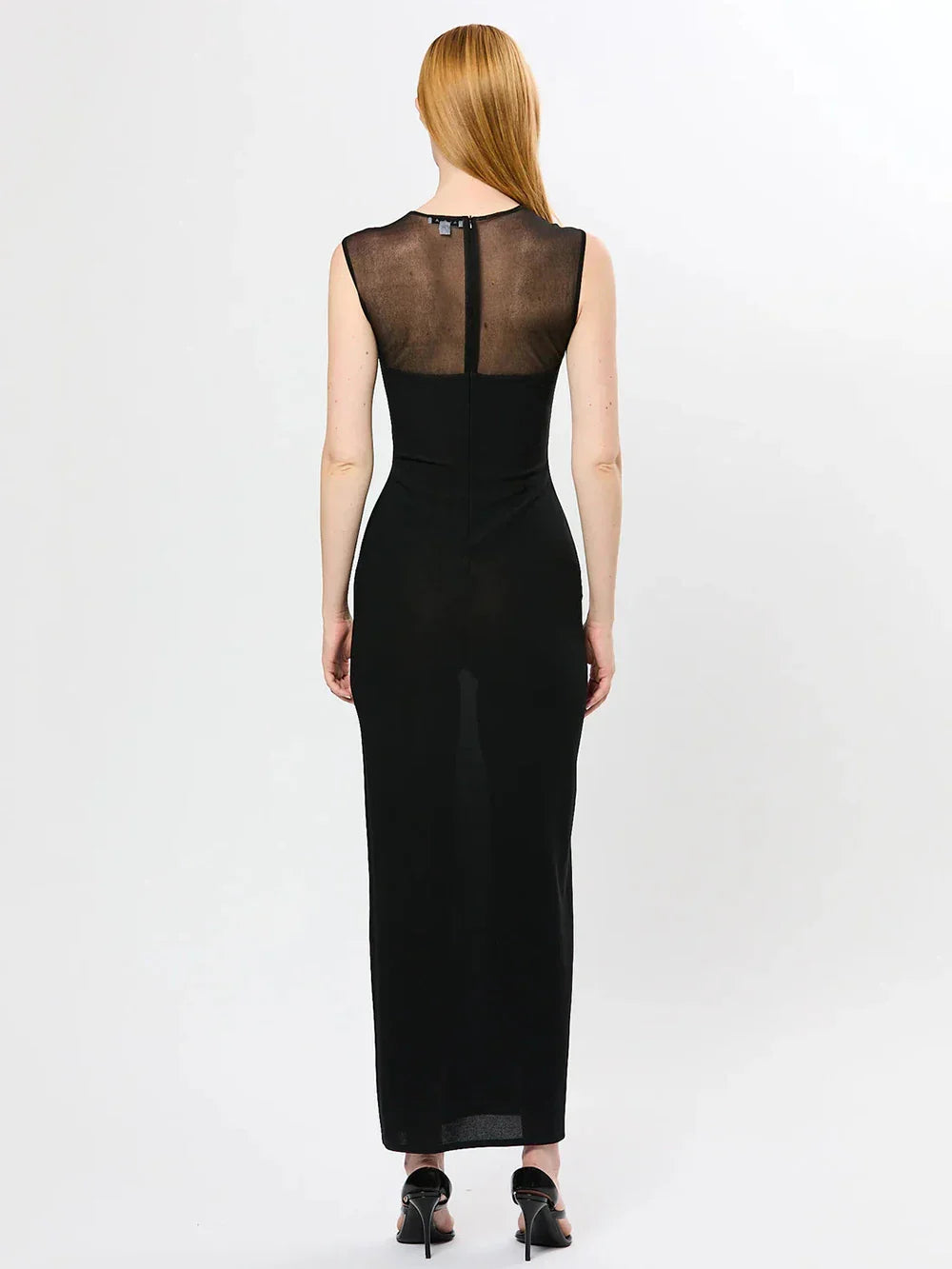 Elegant Mesh Patchwork Sleeveless Bodycon Party Club Evening Dress Sexy Bodycon Perspective Vestido Summer Clothing