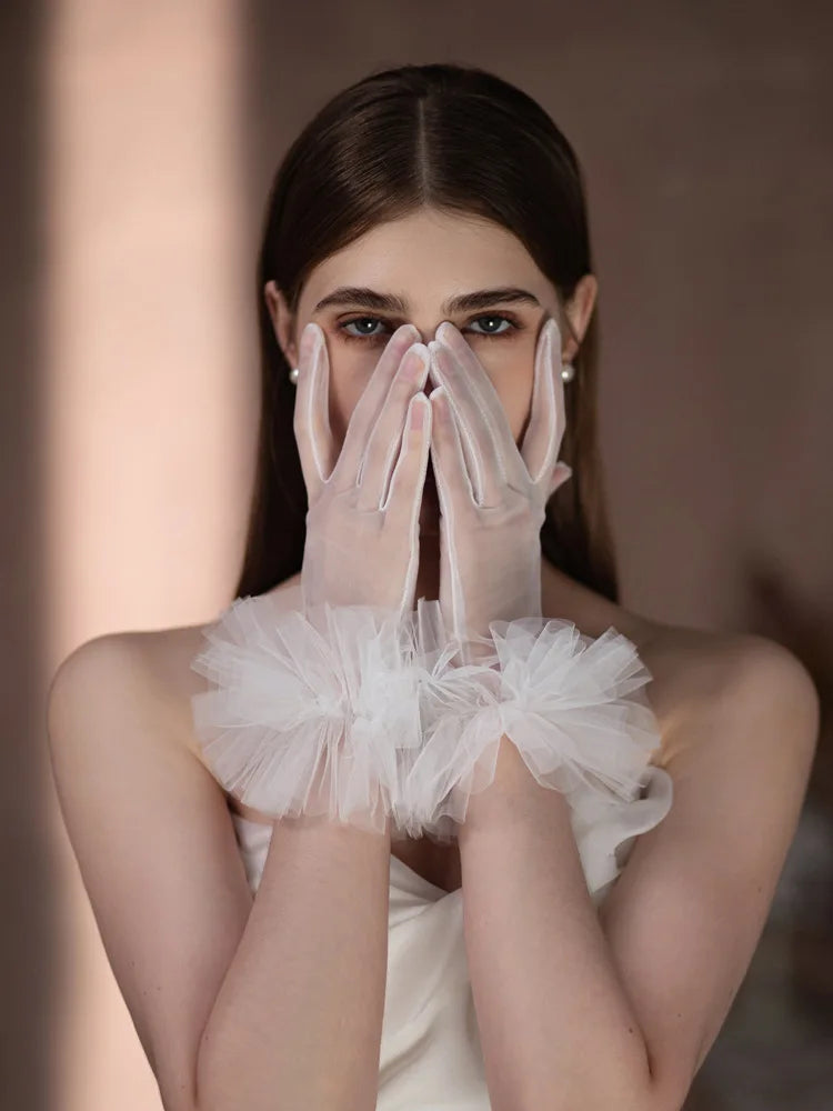 Lace Short Bridal Gloves Wristband White Wedding Glove For Women Girl Party Evening Dress Jewelry Brides Accessories