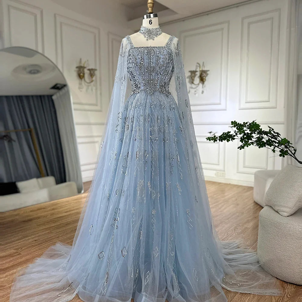 Zapdress Customized 2025 Wine Red A Line Cape Sleeves Luxury Beaded Evening Dresses Formal Party Gowns for Women (ZD17218)