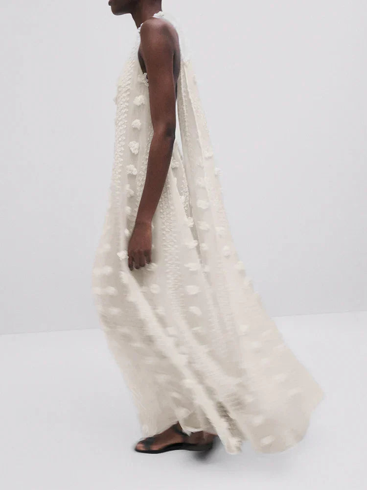 Halter Floral Mesh Elegant Dress for Layered Outfit Styling