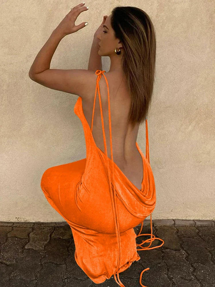 Drawstring Hollow Slit Maxi Dress - View 2 | VelvetHem