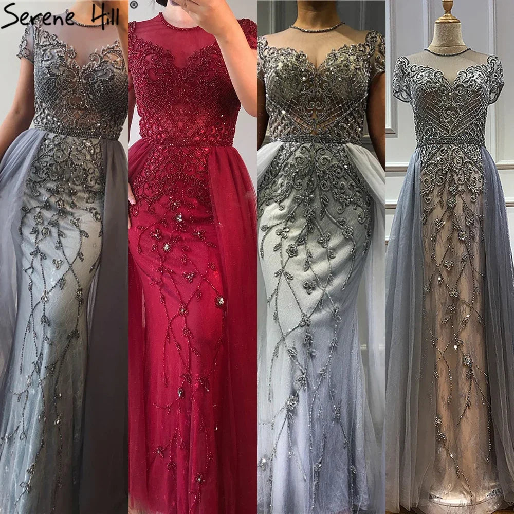 Zapdress Customized Short Sleeve Evening Dresses Mermaid Beaded Formal Party Gowns for Women (ZD17294)