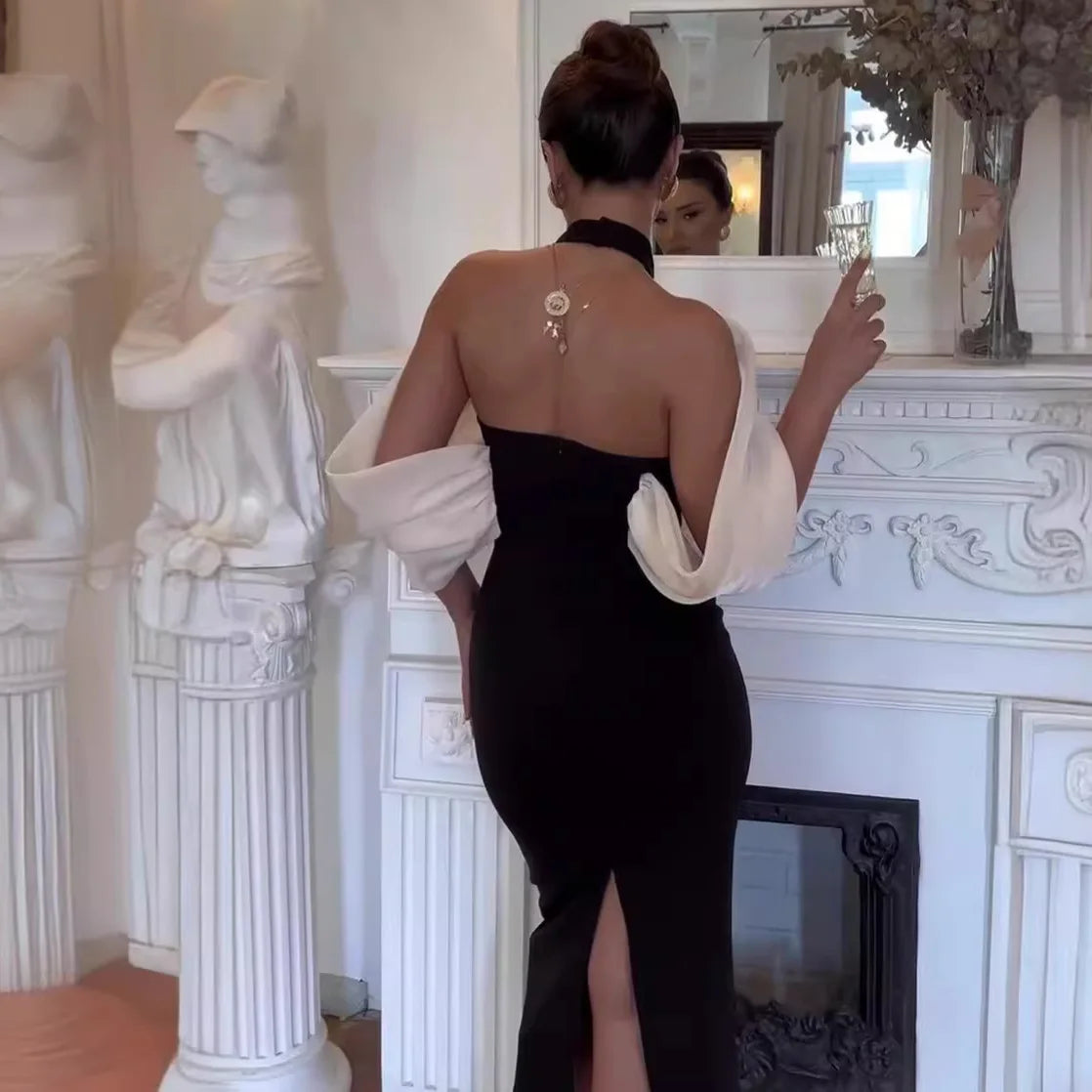 Black Color Women Sexy Off the Shoulder Florals Bodycon Mid-Calf Dress Birthday Party Celebrate Homecoming Dress Wholesale