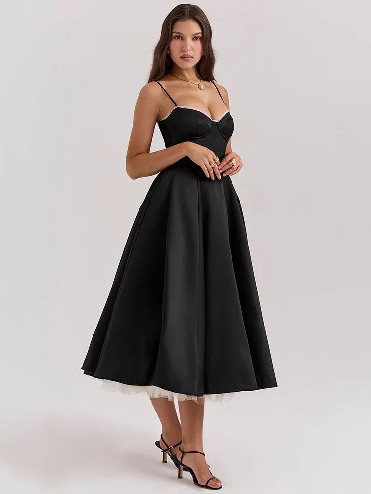 A-line Backless Spaghetti Strap Midi Dress - View 3 | VelvetHem