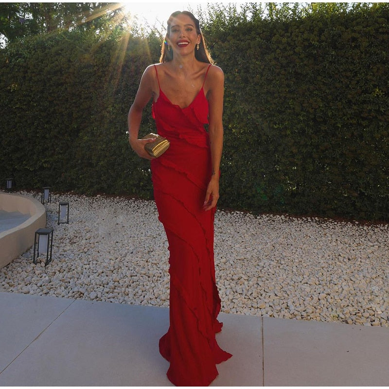 Elegant Deep V Neck Maxi Dress
