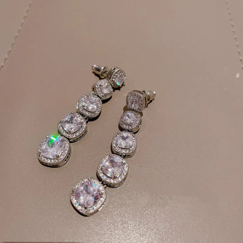 High Quality AAA Zircon Bridal Earrings CZ Zirconia Wedding Earring For Brides Accessories Women Evening Party Dress Jewelry - View 3 | FashionDia