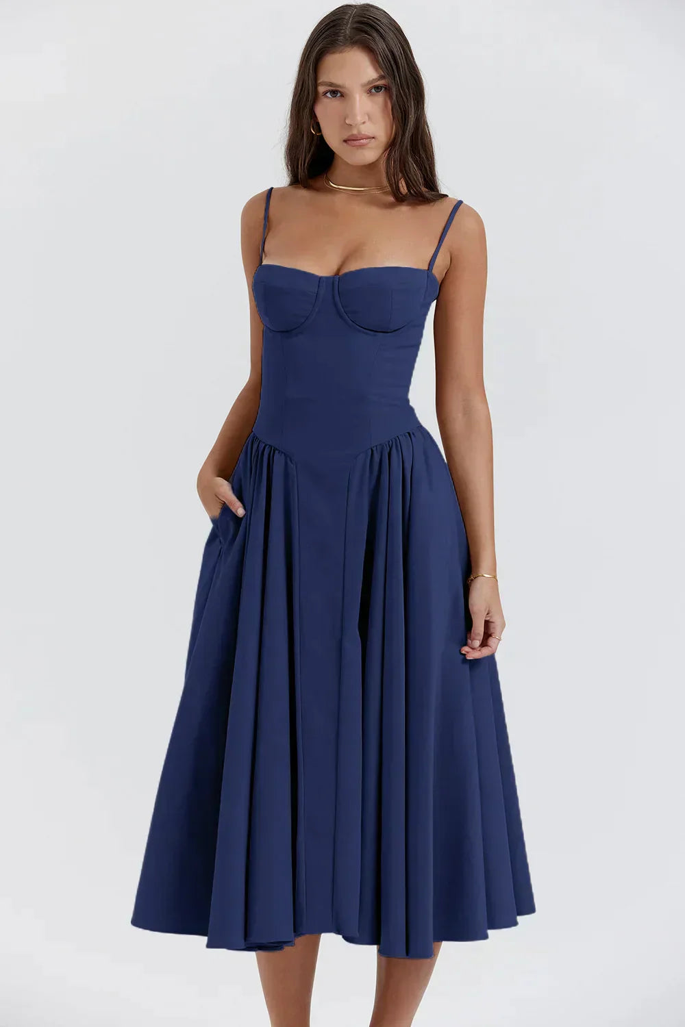Nadia Minimalist Pleated Strapless Dress Chic Silhouette Collection