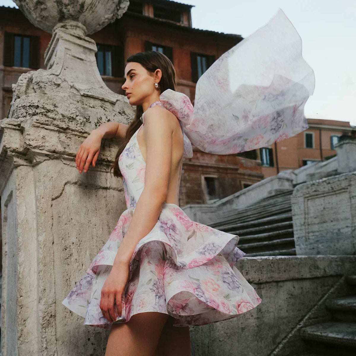 Hem Stacking Sleeveless Floral Dress - View 2 | VelvetHem