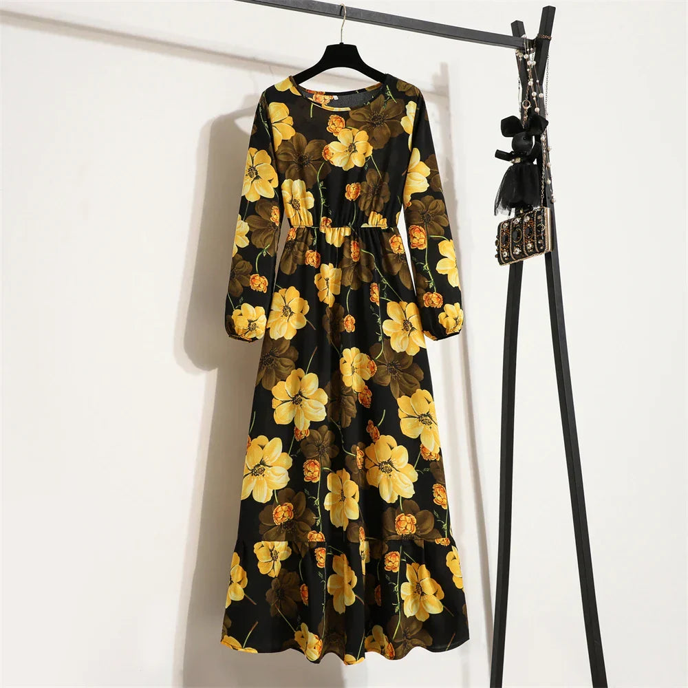 Erin Aesthetic Floral Long Dress for Summer Premium Wardrobe Essential