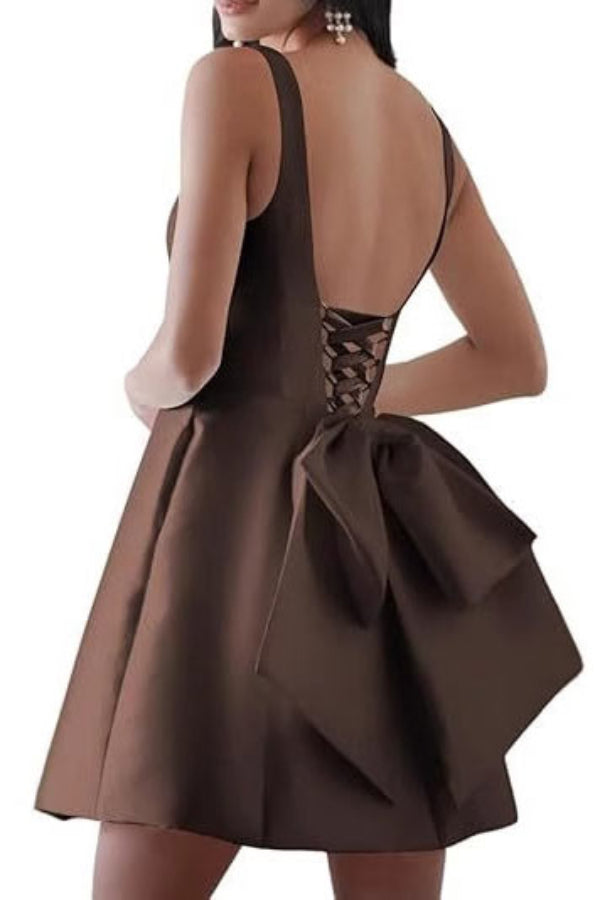 Short Mini White Backless Party Homecoming Dress - Fashionpara