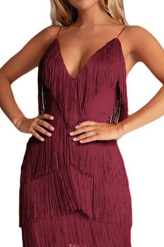 Short Mini White Tassel Spaghetti Straps Party Dress - Fashionpara