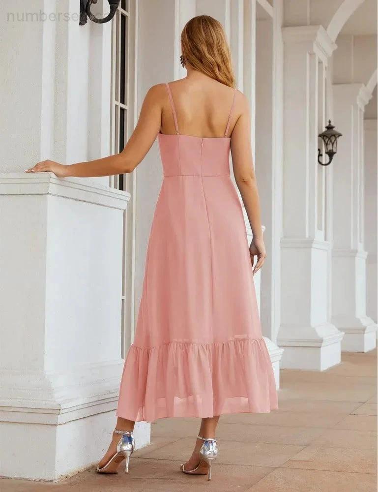 ZapDress  Spaghetti Strap Chiffon Bridesmaid Dress Ankle Length Formal A Line Cocktail Party Homecoming Dress for Juniors (ZD16949)