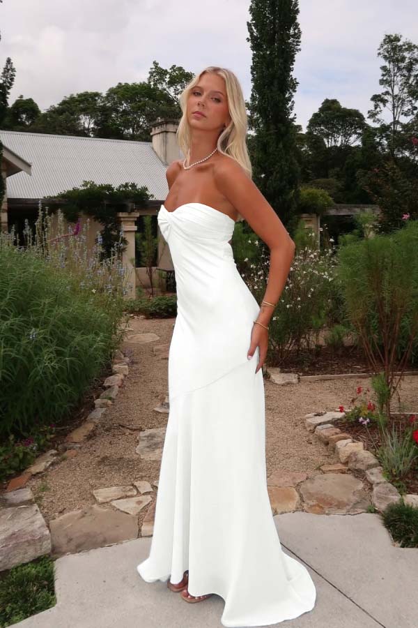Sleeveless Strapless Long Mermaid Evening Formal Dress With Pleated