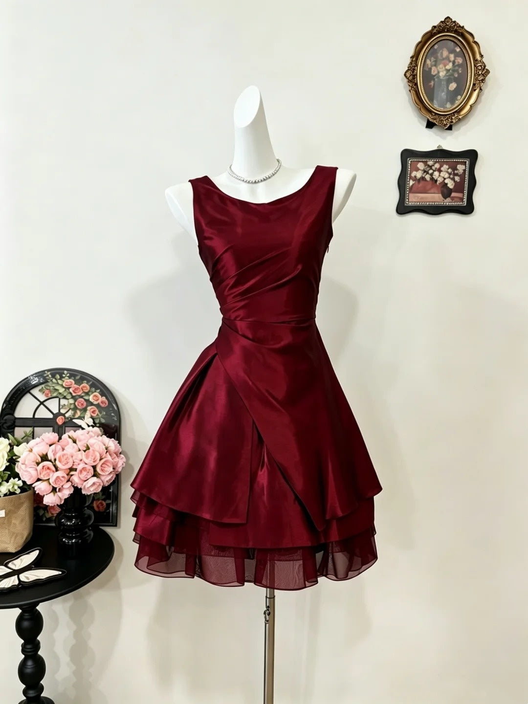 Sleeveless A-Line Burgundy Homecoming Dress Short Birthday Dress