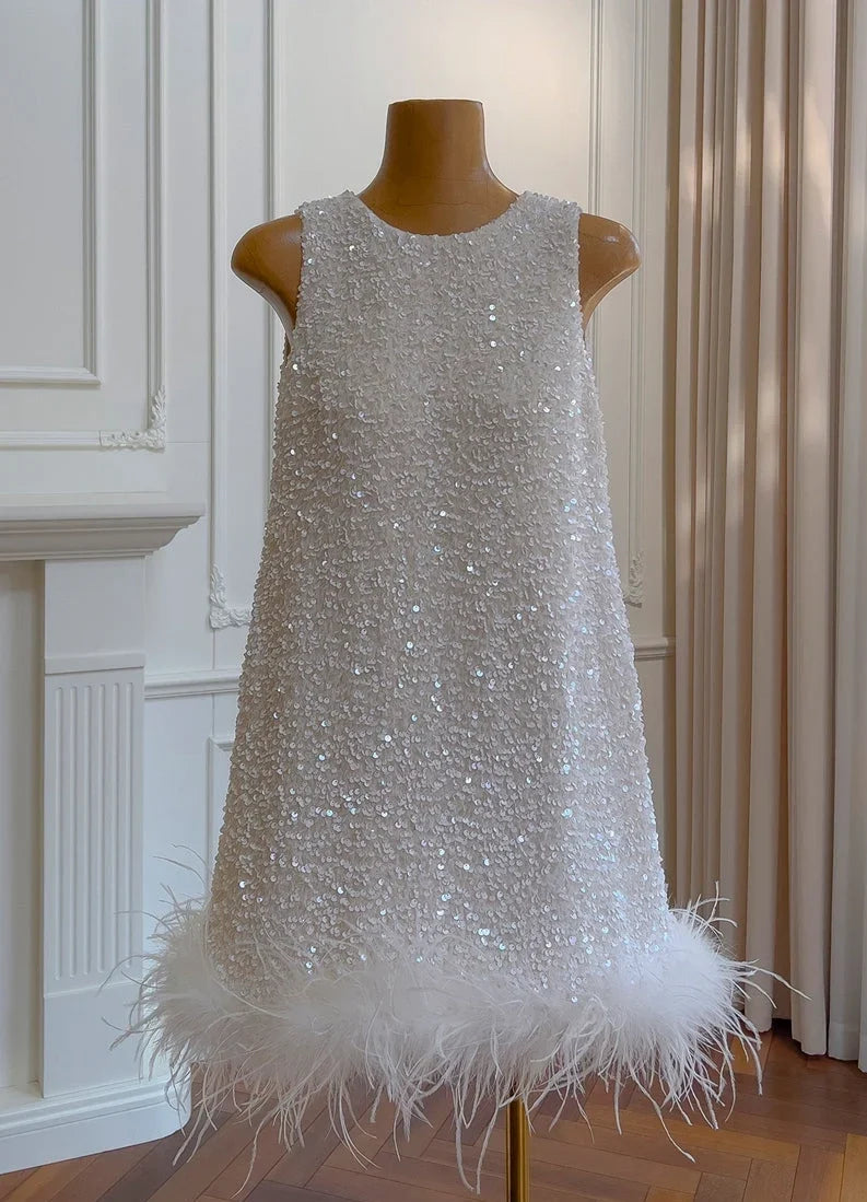 Sleeveless Sequins Birthday Outfit Short Homecoming Dress