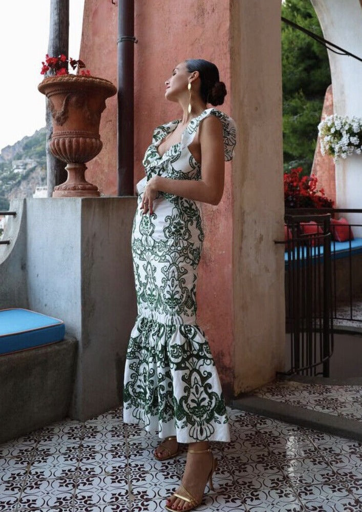 Krystel Statement Long Dress with Slit Chic Silhouette Collection