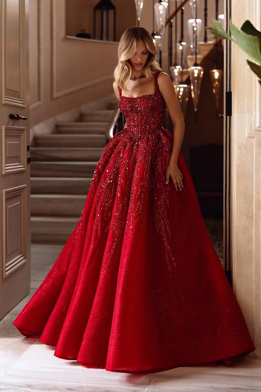 Spaghetti Strap Sleeveless Long A Line Evening Formal Dress With Beading