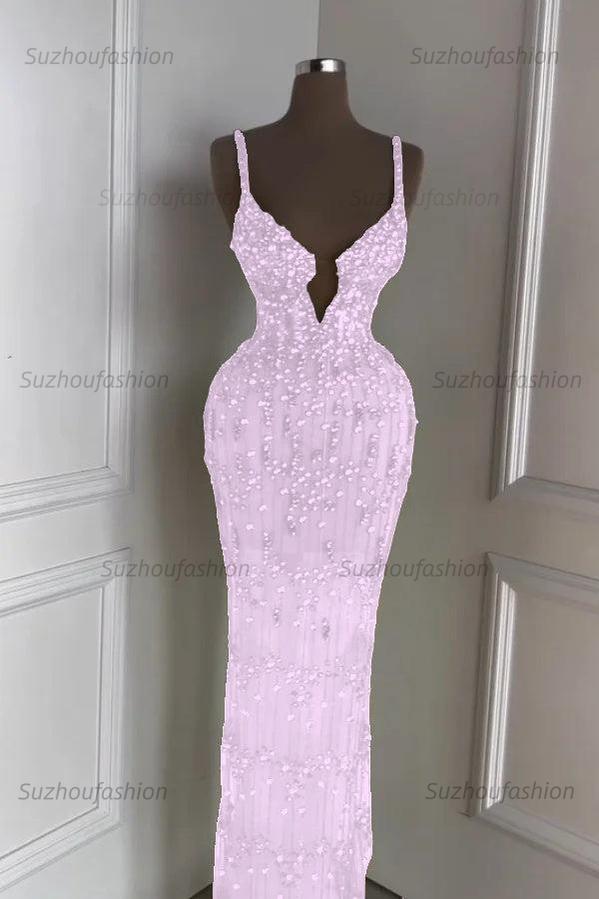 Spaghetti Strap Sleeveless Long Mermaid Evening Formal Dress With Beading