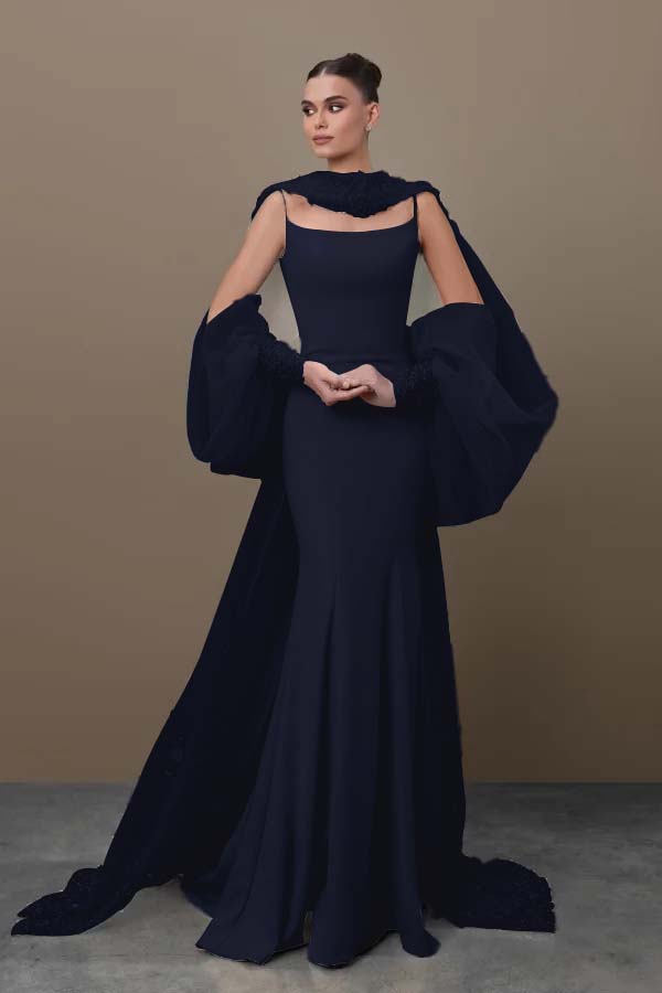 Spaghetti Strap Sleeveless Long Mermaid Evening Formal Dress With Sequined