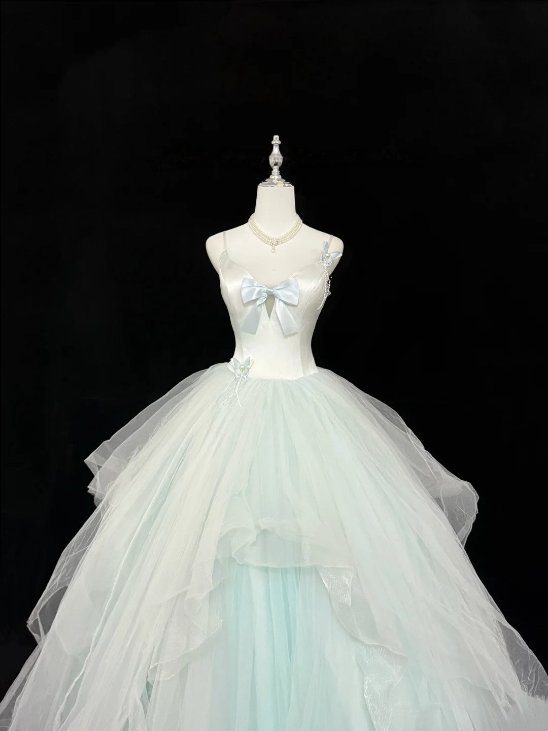 Spaghetti Strap A Line Tulle Prom Dress Sweet Birthday Gown J10188