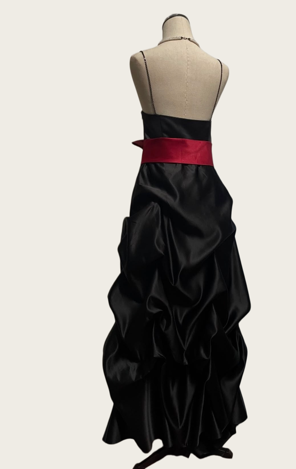 Spaghetti Strap Black Satin Prom Dress A Line Evening Dress  J10395