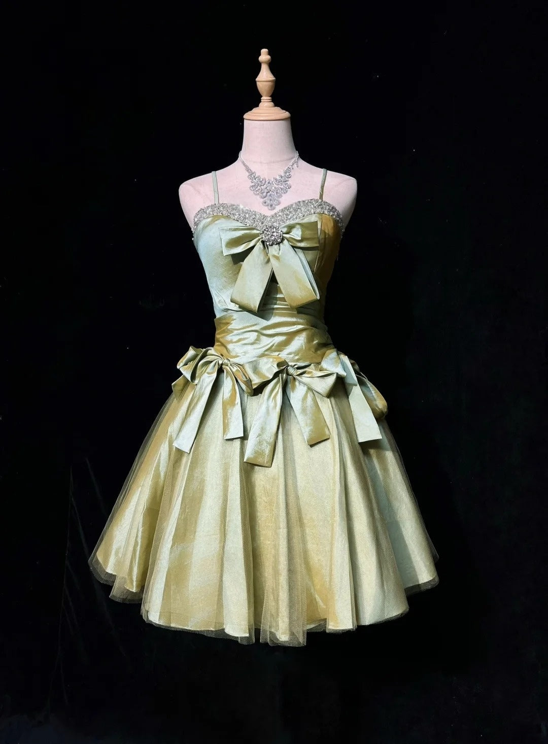 Spaghetti Strap Green Retro Homecoming Dress A-Line Short Birthday Dress