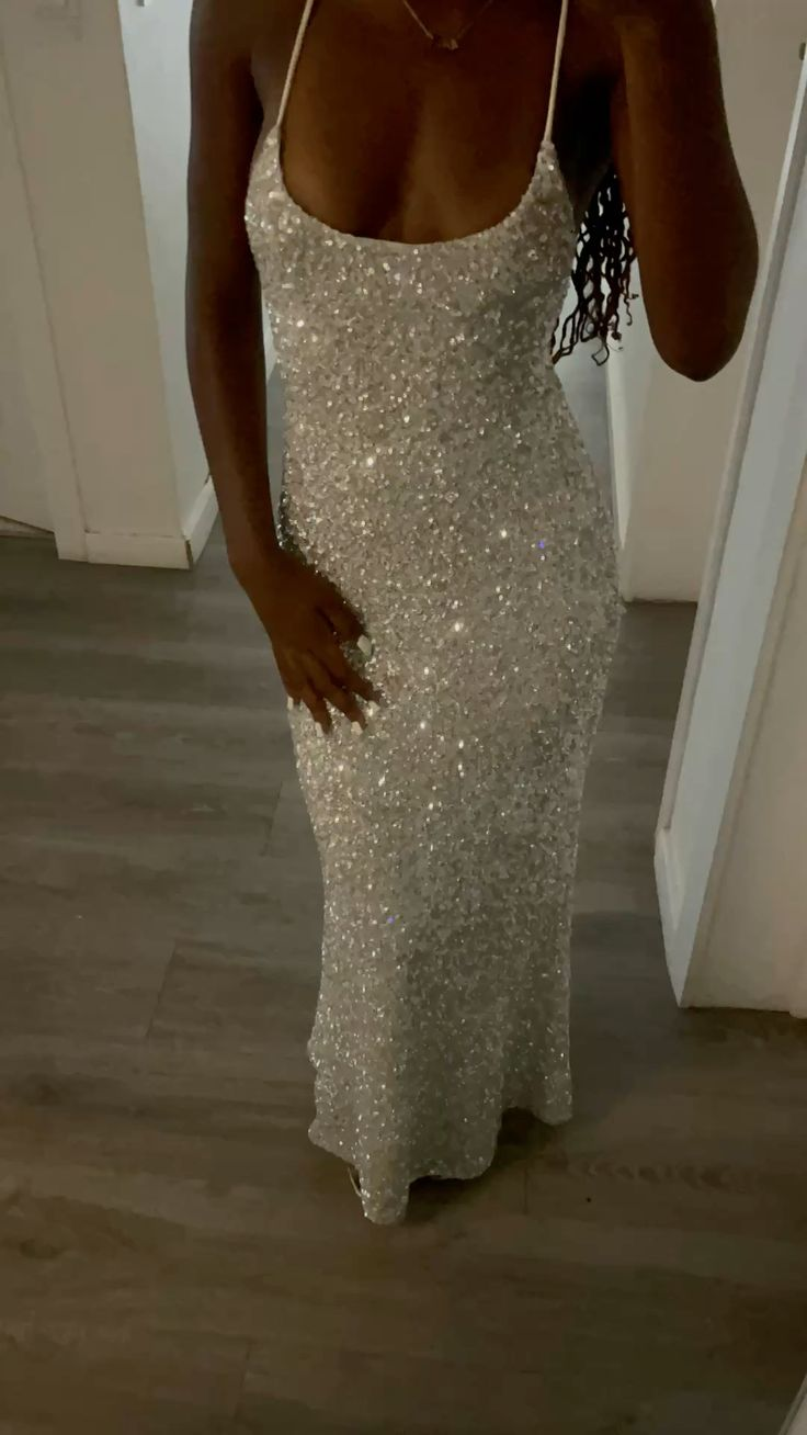 Spaghetti Strap Sequin Sheath Prom Dress Sparkle Evening Dress