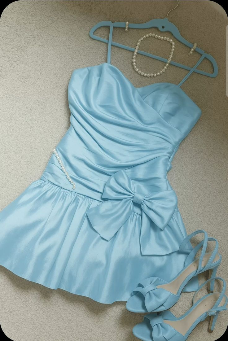 Spaghetti Strap Sky Blue Homecoming Dress A Line Short Dress  J10475